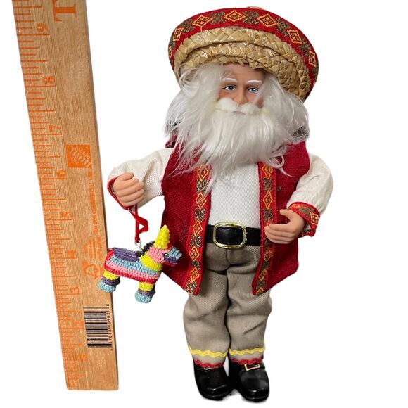 Mexican Santa Figure Piñata Sombrero Hanging Ornament Handcrafted RARE - Picture 8 of 16